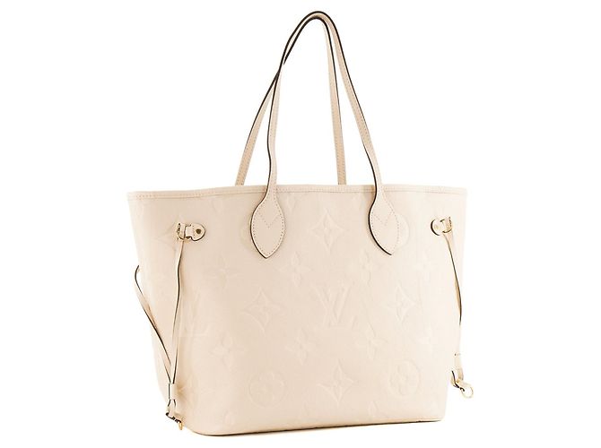 LOUIS VUITTON - Louis Vuitton Neverfull MM Shopper aus beigem Empreinte-Leder - Ansicht 3