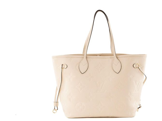 LOUIS VUITTON - Louis Vuitton Neverfull MM Shopper aus beigem Empreinte-Leder - Ansicht 4