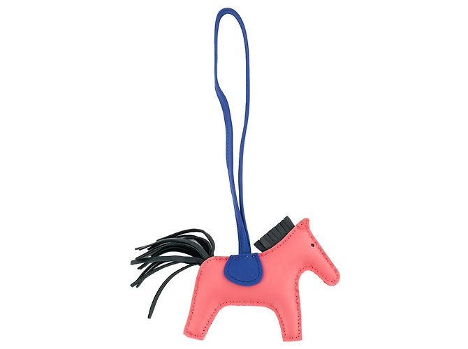 HERMÈS - Accessorio per borsa Rodeo Hermès in pelle liscia rosa e blu - vista 2