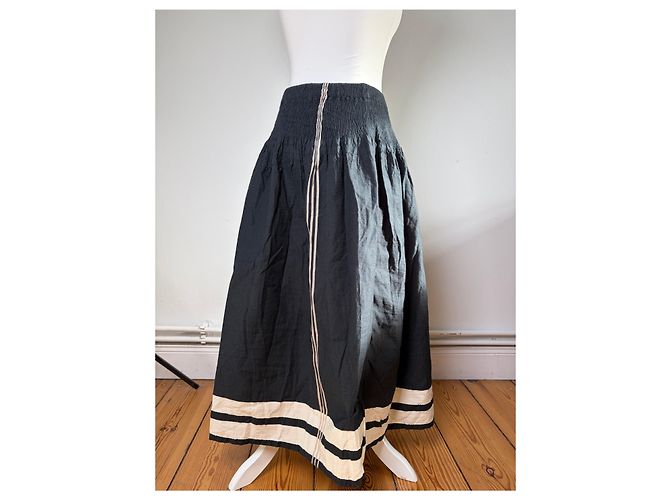 Gonna Maxi Vintage Issey Miyake Black Cream M - vista 14