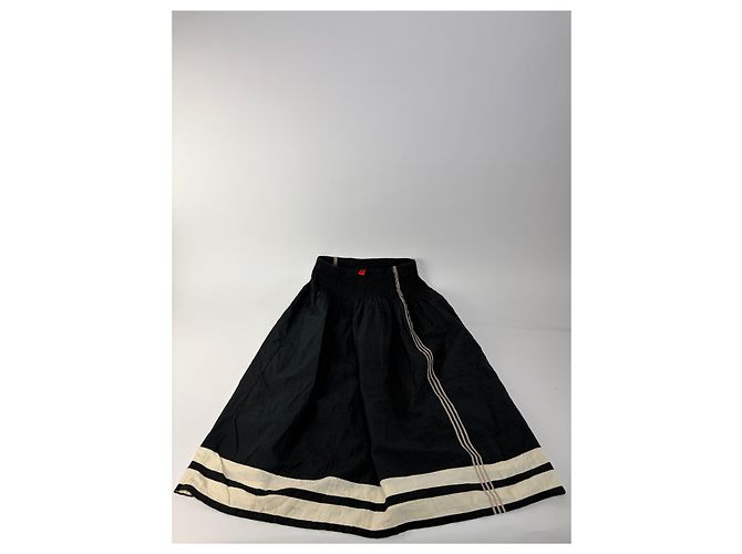 Gonna Maxi Vintage Issey Miyake Black Cream M - vista 4