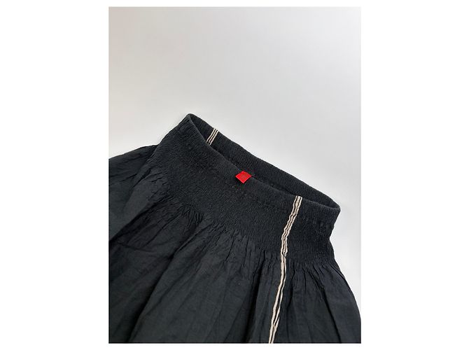 Gonna Maxi Vintage Issey Miyake Black Cream M - vista 5