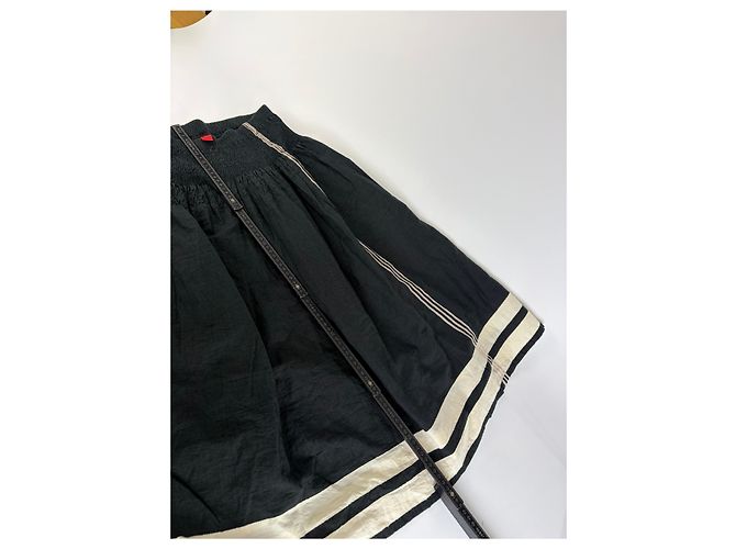 Gonna Maxi Vintage Issey Miyake Black Cream M - vista 7