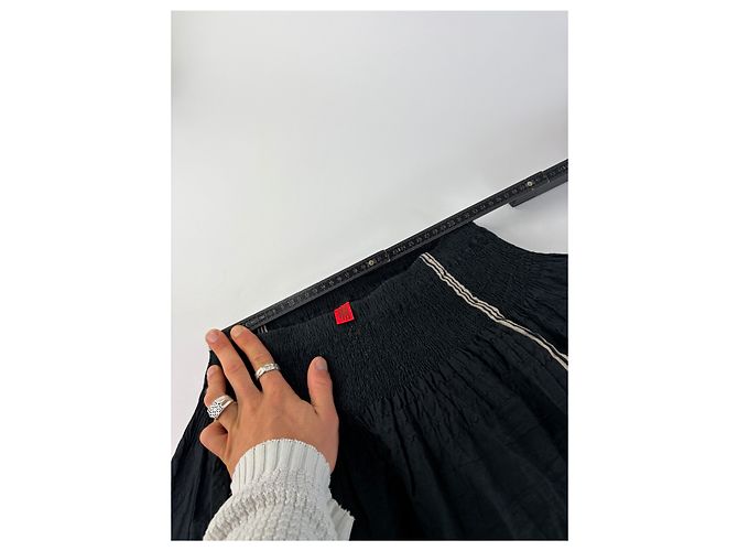 Gonna Maxi Vintage Issey Miyake Black Cream M - vista 8