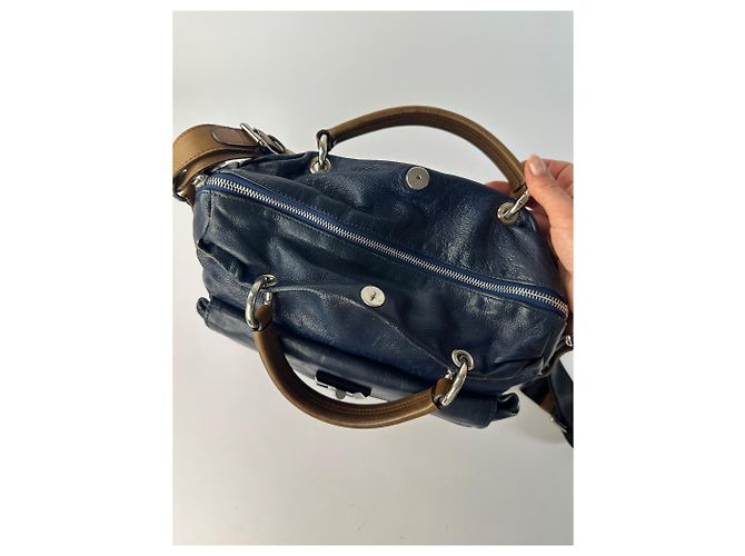 Sac à main structuré Vintage Marni avec poignée, fin 2000s, Navy - vue 11