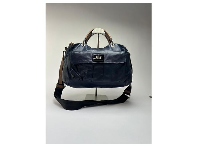 Sac à main structuré Vintage Marni avec poignée, fin 2000s, Navy - vue 15