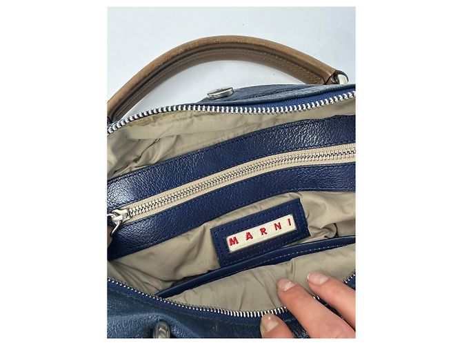 Sac à main structuré Vintage Marni avec poignée, fin 2000s, Navy - vue 5