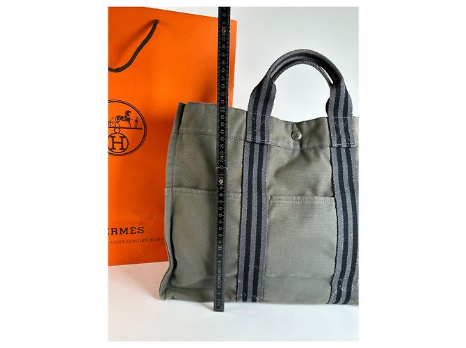 Vintage Hermès Troca Canvas Tote Ende der 1990er Olive Green - Ansicht 11