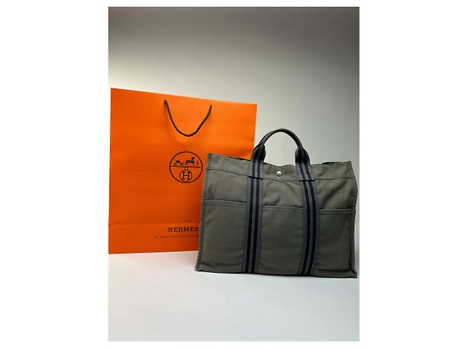 Vintage Hermès Troca Canvas Tote Ende der 1990er Olive Green - Ansicht 14