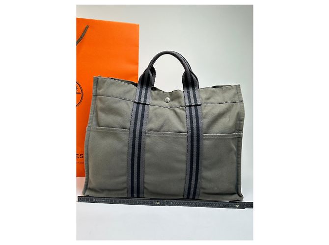 Vintage Hermès Troca Canvas Tote Ende der 1990er Olive Green - Ansicht 7