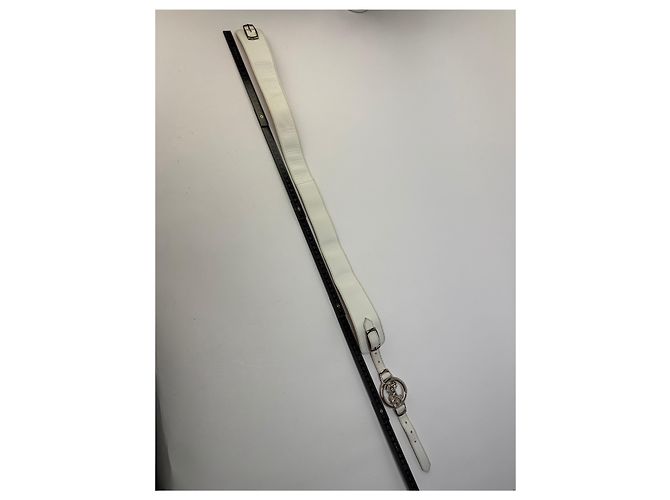 Céline Vintage Celine Leder Sulky Buckle Gürtel Späte 1970s–1990s White Silver - Ansicht 7