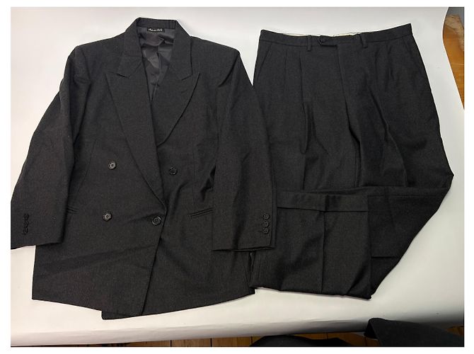 Vintage Givenchy Herren zweireihiger Wollblazer & Hose Dunkelgrau L - Ansicht 15