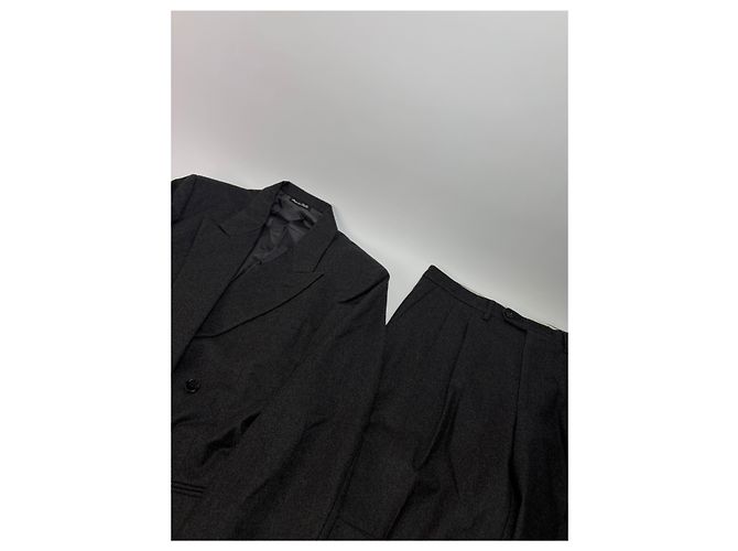 Vintage Givenchy Herren zweireihiger Wollblazer & Hose Dunkelgrau L - Ansicht 2