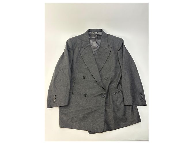 Vintage Givenchy Herren zweireihiger Wollblazer & Hose Dunkelgrau L - Ansicht 3