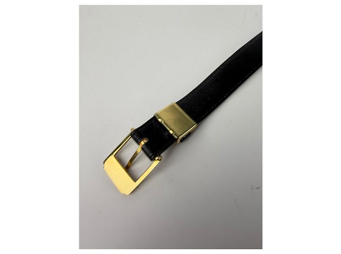 Cintura in pelle Vintage Givenchy Logo 4G Fine anni '80 Nero Oro - vista 10