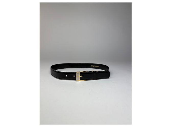 Cintura in pelle Vintage Givenchy Logo 4G Fine anni '80 Nero Oro - vista 11