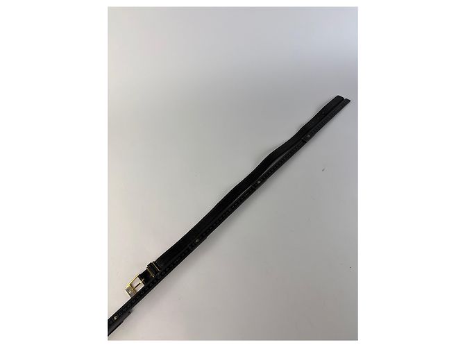 Cintura in pelle Vintage Givenchy Logo 4G Fine anni '80 Nero Oro - vista 4