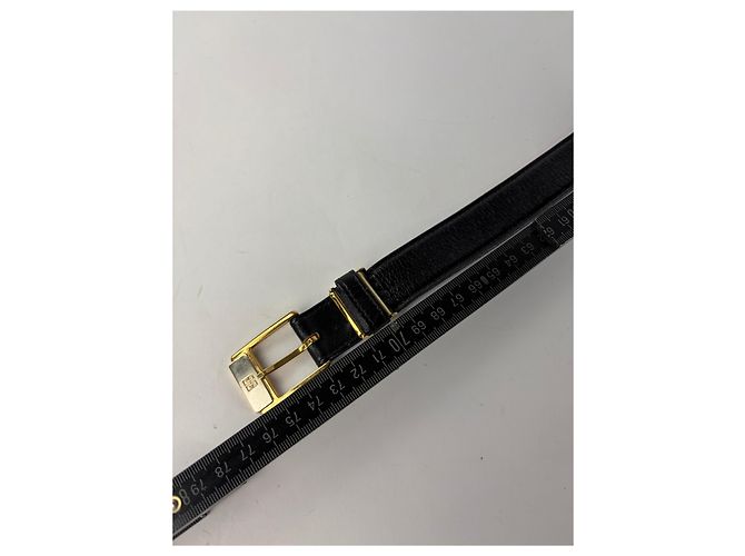 Cintura in pelle Vintage Givenchy Logo 4G Fine anni '80 Nero Oro - vista 5