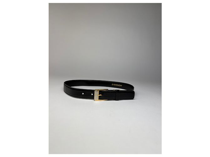Cintura in pelle Vintage Givenchy Logo 4G Fine anni '80 Nero Oro - vista 7