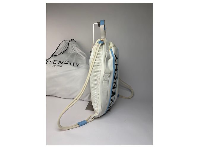 Vintage Givenchy Coated Canvas Drawstring Rucksack Weiß Blau c. 2018 - Ansicht 8