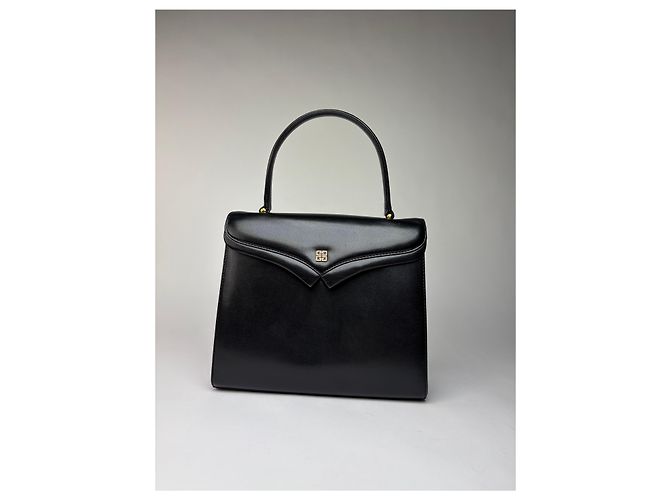 Vintage Givenchy Structured Top-Handle Bag Late 1970s Black - view 12