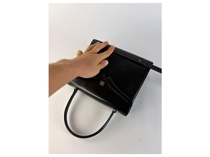 Vintage Givenchy Structured Top-Handle Bag Late 1970s Black - view 8