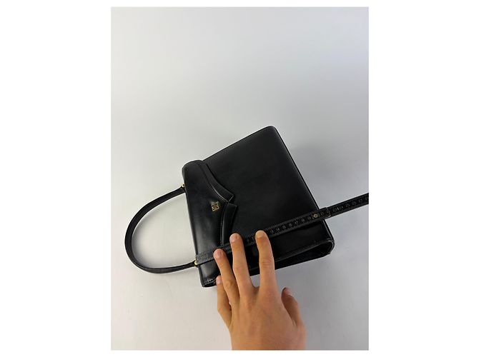 Vintage Givenchy Structured Top-Handle Bag Late 1970s Black - view 9
