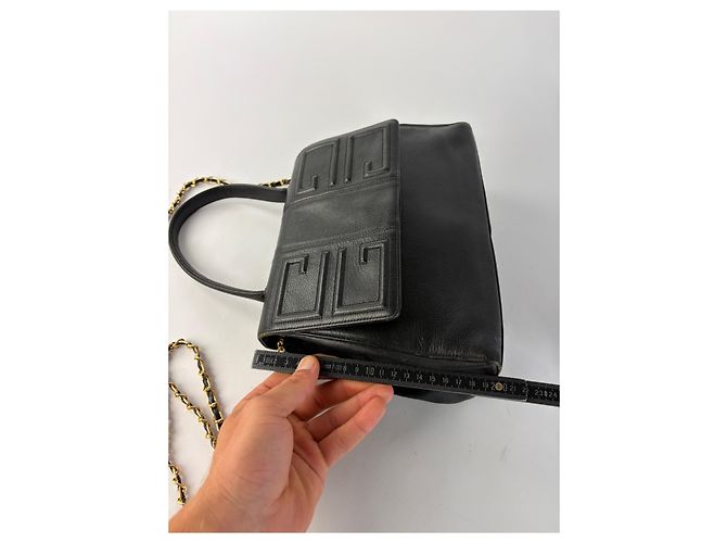 Sac à main structuré en cuir Givenchy 4G Vintage Fin 1970s Noir - vue 11