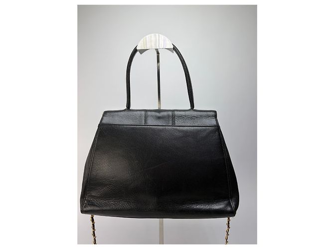 Sac à main structuré en cuir Givenchy 4G Vintage Fin 1970s Noir - vue 15