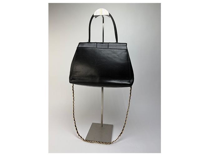 Sac à main structuré en cuir Givenchy 4G Vintage Fin 1970s Noir - vue 2
