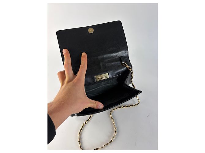 Sac à main structuré en cuir Givenchy 4G Vintage Fin 1970s Noir - vue 3