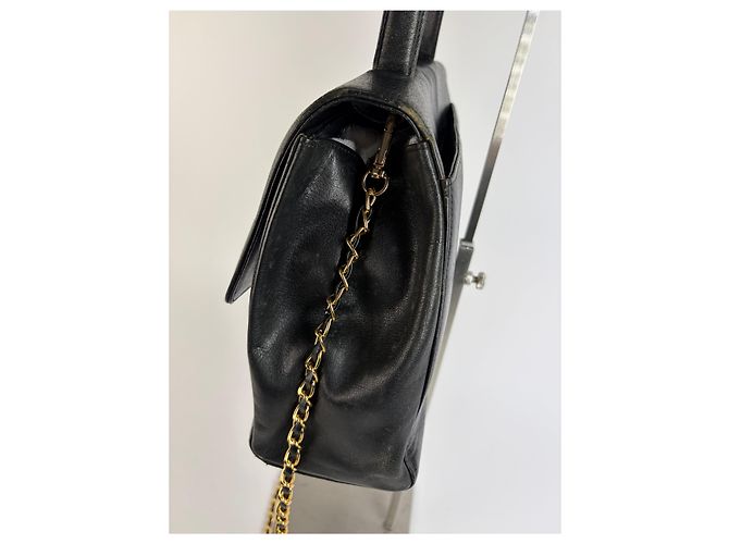 Sac à main structuré en cuir Givenchy 4G Vintage Fin 1970s Noir - vue 9