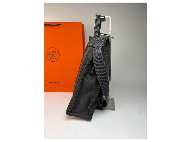 Borsa Tote Vintage Hermès Troca Canvas Fine anni 1990 Dark Grey Blue - vista 10
