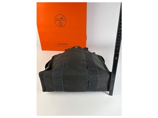 Borsa Tote Vintage Hermès Troca Canvas Fine anni 1990 Dark Grey Blue - vista 14