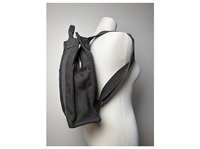 Borsa Tote Vintage Hermès Troca Canvas Fine anni 1990 Dark Grey Blue - vista 3