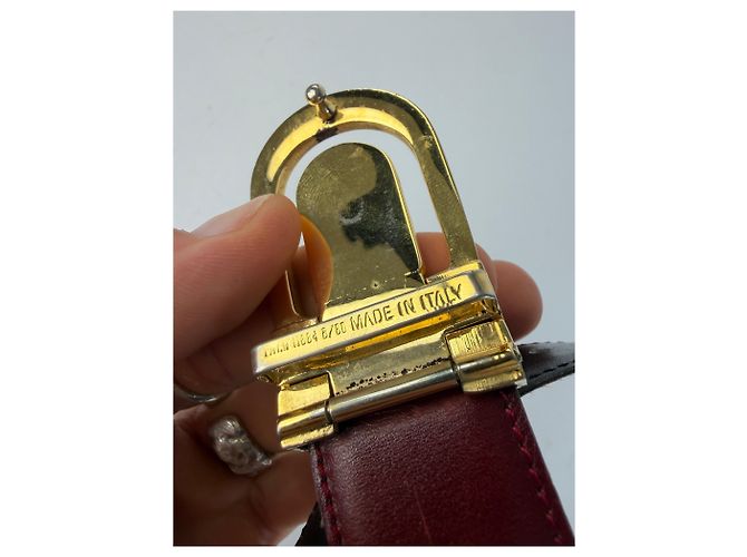 Céline Vintage Celine Triomphe Ledergürtel Ende 1980er–1990er Black Gold - Ansicht 3