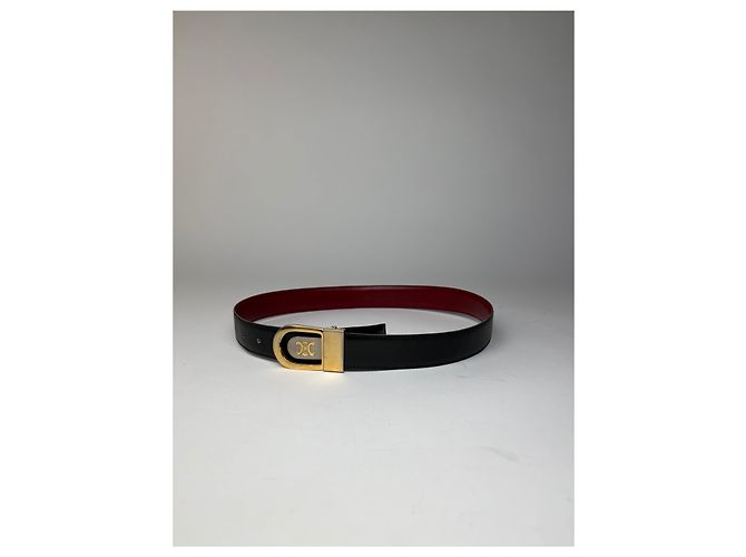 Céline Vintage Celine Triomphe Ledergürtel Ende 1980er–1990er Black Gold - Ansicht 5
