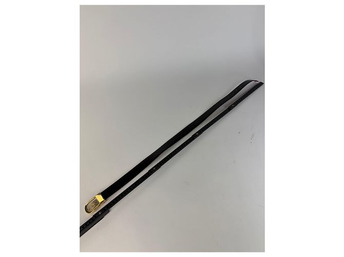 Céline Vintage Celine Triomphe Ledergürtel Ende 1980er–1990er Black Gold - Ansicht 6