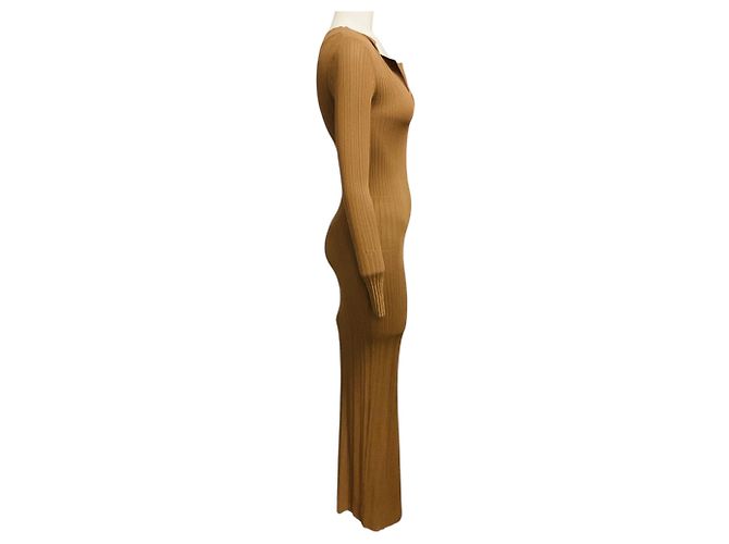 Totême Toteme Arezzo Rippstrick-Midikleid Light Brown - Ansicht 2