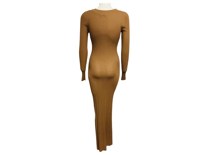 Totême Toteme Arezzo Rippstrick-Midikleid Light Brown - Ansicht 3