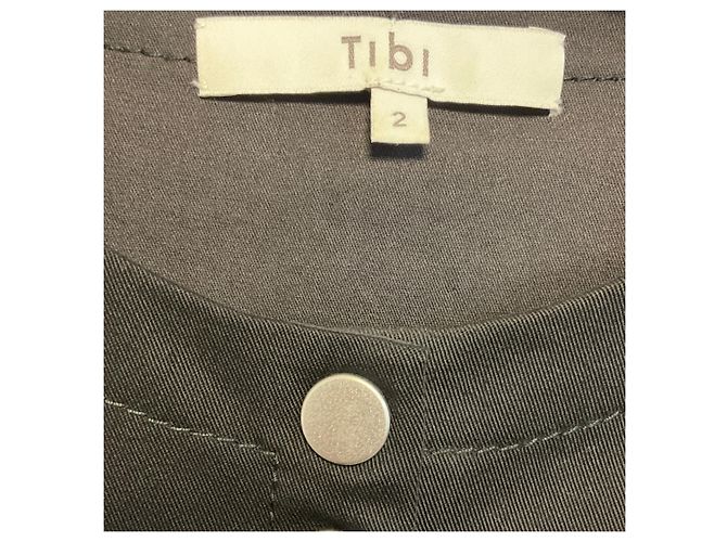 Vestido midi Tibi preto de manga comprida em algodão stretch com cinto - vista 5
