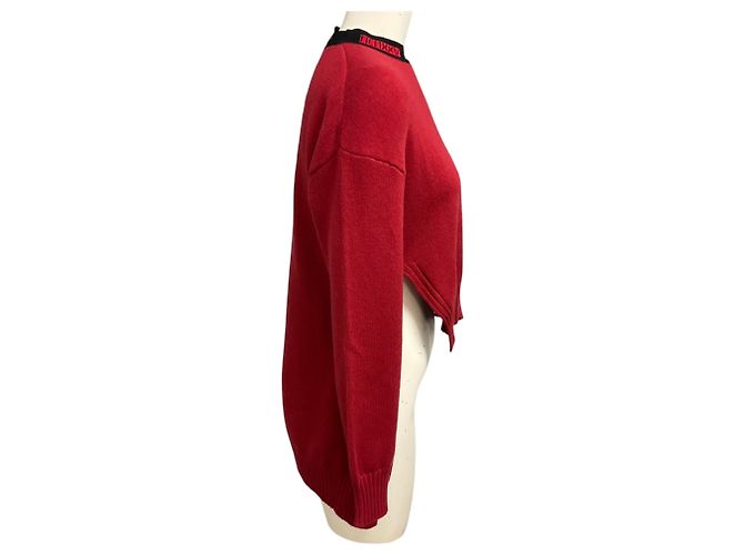 Fendi High Low Kaschmir-Strickpullover Rot / Schwarz - Ansicht 2