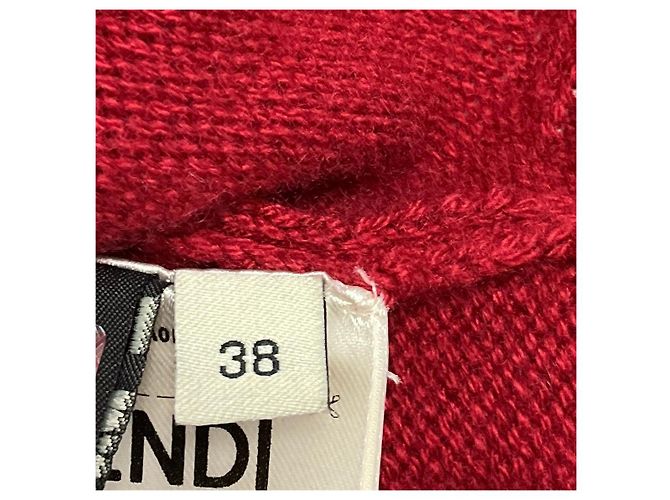 Fendi High Low Kaschmir-Strickpullover Rot / Schwarz - Ansicht 5
