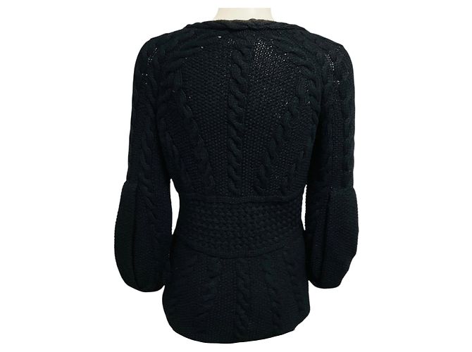 Oscar de la Renta Schwarzer Kaschmir-Strickpullover mit V-Ausschnitt - Ansicht 3