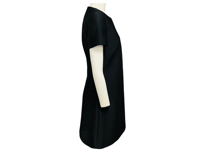 Tiffany & Co Co Black Kurzärmeliges ausgestelltes Satin-Minikleid - Ansicht 2