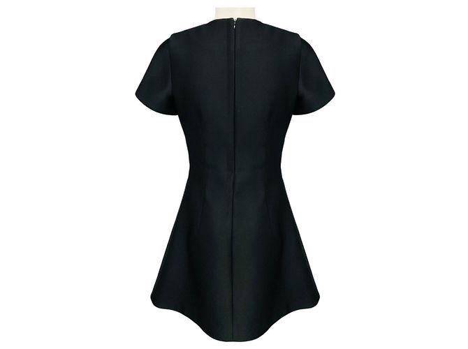 Tiffany & Co Co Black Kurzärmeliges ausgestelltes Satin-Minikleid - Ansicht 3