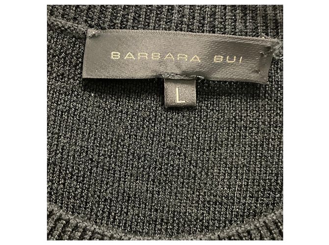 Barbara Bui Rundhals-Pullover aus Wollstrick in Schwarz mit silbernen Nieten - Ansicht 5