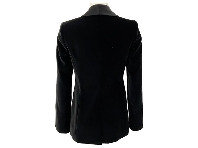 Autre Marque Alice + Olivia Samt-Tuxedo-Jacke in Schwarz - Ansicht 3
