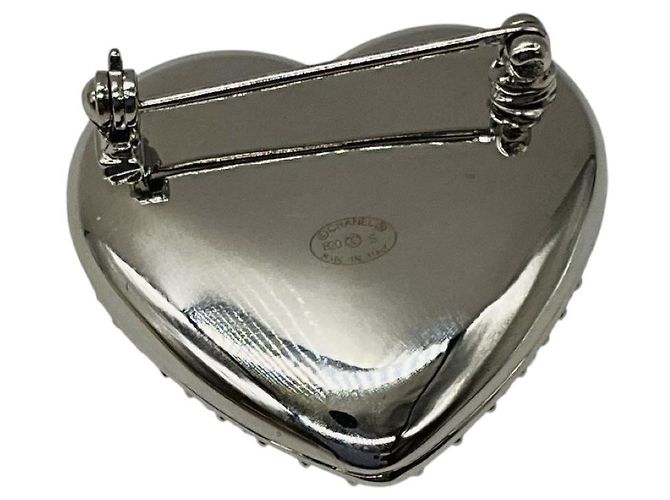 Spilla a cuore con strass Chanel 2020 Argento / Oro Logo CC - vista 3