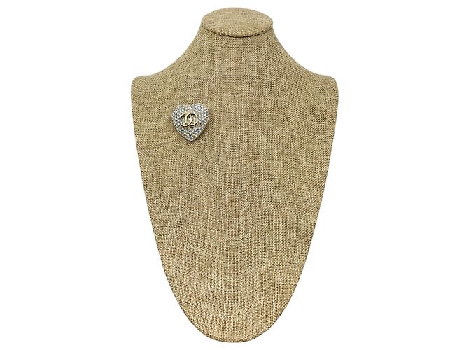 Spilla a cuore con strass Chanel 2020 Argento / Oro Logo CC - vista 5